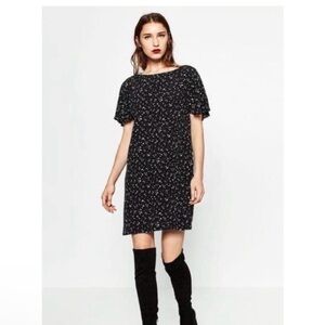 Zara. Size Floral Black Dress